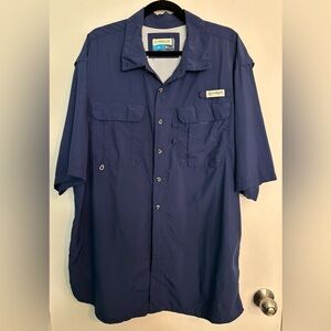 Magellan Fish‎ Gear Mens Blue Vented Button Front Outdoor Shirt Sz XL-T Wicking